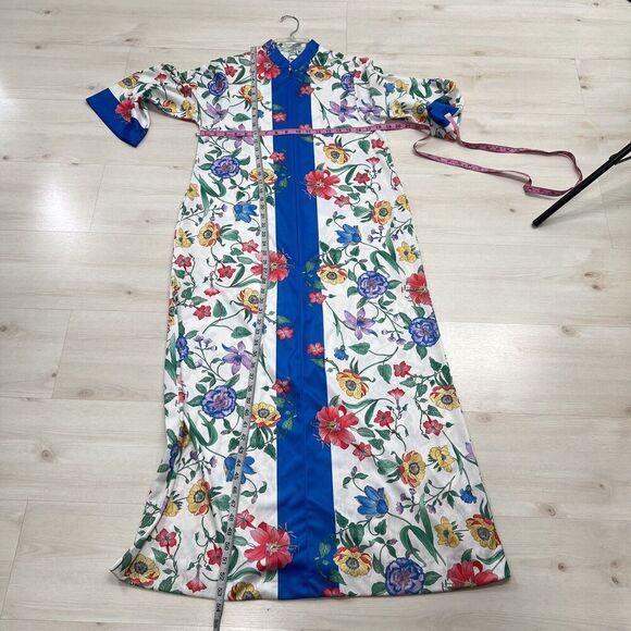 Vtg Evelyn Pearson Robe Size S / M Front Zip Floral Kimono Sleeve Union Made 70’ - Picture 10 of 11